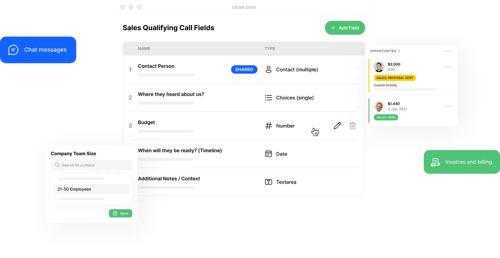 close crm custom activities
