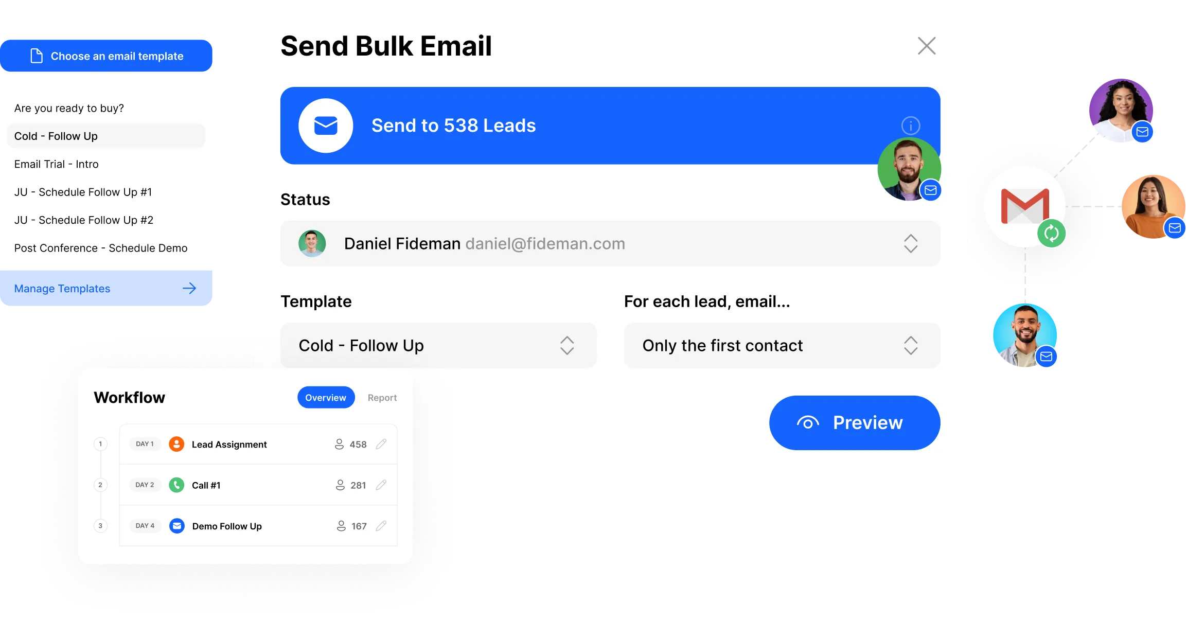 close crm send bulk email