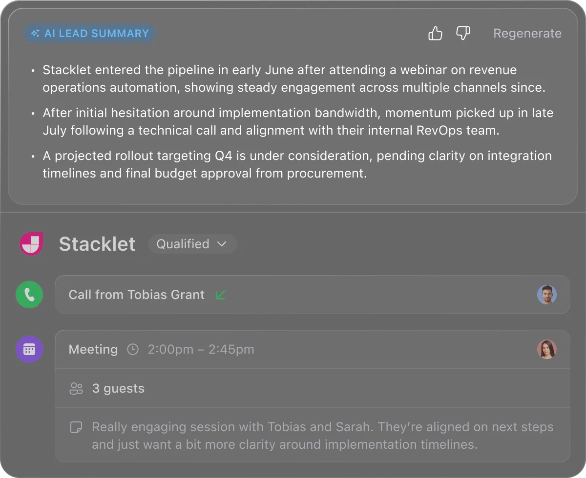 AI lead summary